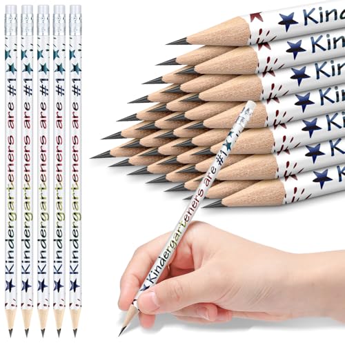 Tenceur 24 Pcs Kindergarten Pencils Bulk Motivational Pencils with Erasers Inspirational Pencil with Back to School Supplies for Kids Student Teacher Classroom Reward - style: Kindergarteners