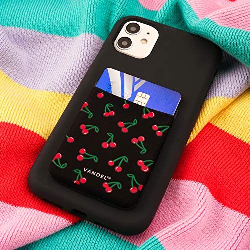 VANDEL Pocket – Stick-On Fabric Phone Wallet Stick On for Women, Cute Credit Card Holder for Phone Case, Back of Phone Fabric Sleeve for iPhone Pocket, Stretchy Wallet Phone Case Cherry - color: Cherry