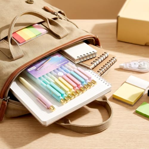 10 Pcs Black Gel Pens 0.5mm Gel Ink Pens Bulk Fine Point Pens morandi | Smooth Writing Retractable Roller Ball Gel Pen Morandi ABS Case with Pocket Clip Perfect for Office back to School - color: Molandi