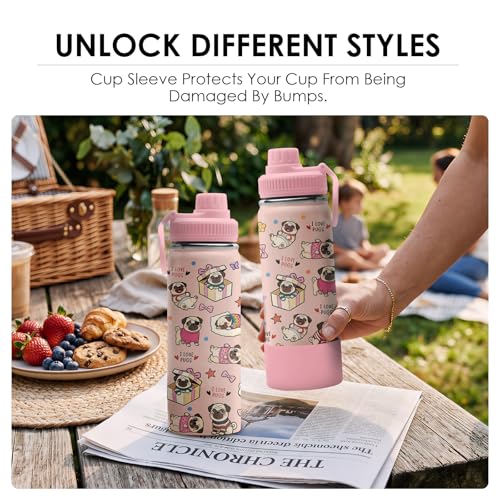 Pug Gifts for Dog Lovers - Christmas Birthday Gifts For Pug Lovers - I Love Pugs 18oz Water Bottle for Dog Mom, Keeps Drinks Cold & Hot Double Wall Vacuum Insulated Tumbler - color: French Bulldog