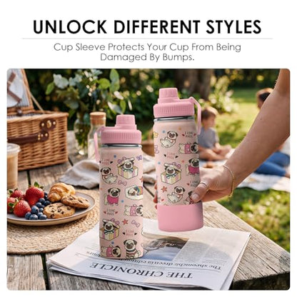 Pug Gifts for Dog Lovers - Christmas Birthday Gifts For Pug Lovers - I Love Pugs 18oz Water Bottle for Dog Mom, Keeps Drinks Cold & Hot Double Wall Vacuum Insulated Tumbler - color: French Bulldog