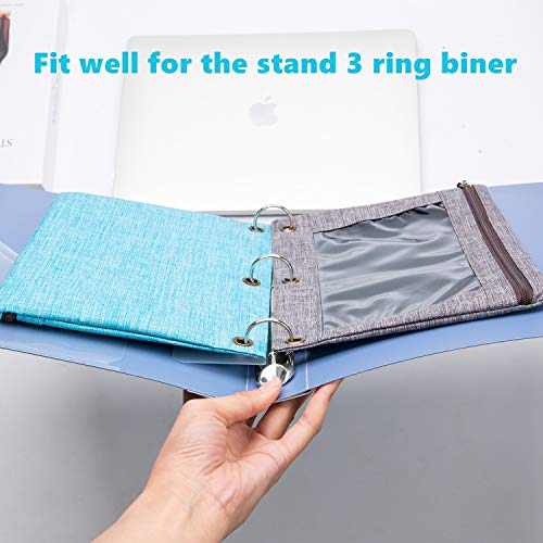 3 Rings Binder Pencil Pouch, Pencil Case with Clear Window (Grey&Blue 2pack) - color: Sky Blue&grey