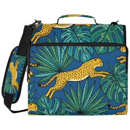 Cheetahs 2inch 3 Ring Zipper Binder Multi-Pocket Storage Holds 14 Inch Laptop for Students and Office Use - color: Cheetahs