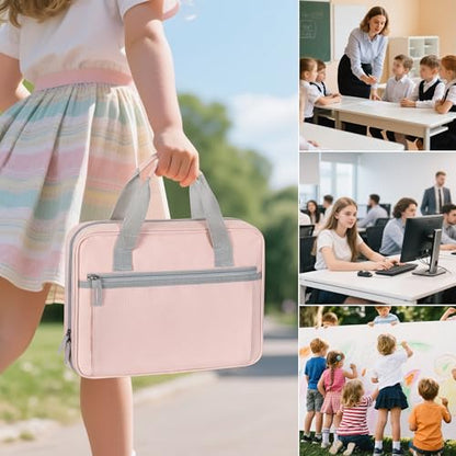 YARWO 2026 Upgraded Zipper Binder with 3 Pencil Pouches, 3 Ring Binder Bag | Small File Organizer, Multi Pockets, Padded Sleeve Fits 13” iPad, ID window, 1.2" O Ring, for School, Office, Work, Pink - color: Pink