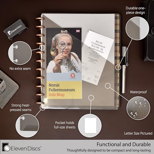 Eleven Discs Pocket Dividers for Discbound Planners – Double-Sided Notebook Dividers with Pockets, Planner Accessories – Fits Levenger Circa, Arc, TUL (8 Disc, Junior 5.5x8.5, Set of 5)