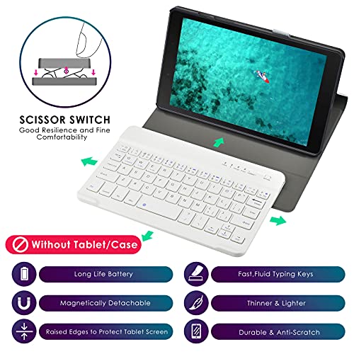DETUOSI Universal 7-8 inch Wireless Keyboard, Multi-Device Travel Portable Ultrathin (6mm) Lightweight Wireless Keyboard for iOS/Android/Windows Tablet, Computer and Phone #White - color: White