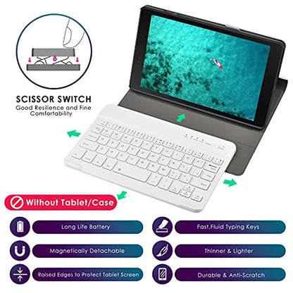 DETUOSI Universal 7-8 inch Wireless Keyboard, Multi-Device Travel Portable Ultrathin (6mm) Lightweight Wireless Keyboard for iOS/Android/Windows Tablet, Computer and Phone #White - color: White