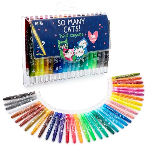 M&G Stocking Stuffers, 36 Colors Twistable Gel Crayons, Christmas Holiday Gifts for artists,Non-Toxic Watercolor Crayons for Glass and Paper with Clear Plastic Crayon Case - color: 36 colors