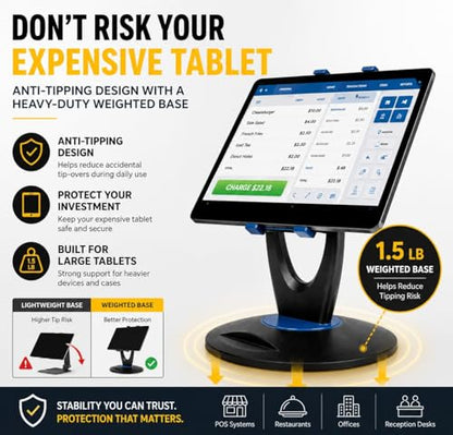 MAX SMART Tablet Stand for POS, Weighted Base Holder for Retail & Reception - color: Black