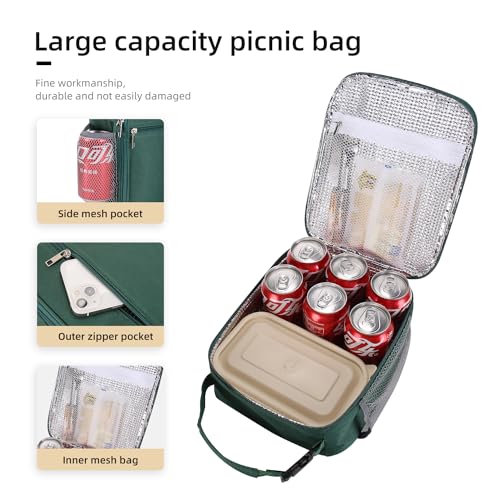 Lovoeo Lunch box Lunch bag for men women Insulated Lunchbox Lunch bags for Work Picnic Travel(Deep green) - color: Deep Green