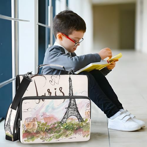 Personalized Eiffel Tower 3 D-Ring Binder Bag Zipper Organizer | Multi-Pocket with Handle and Detachable Shoulder Strap Holds 500 Sheets for School Office Supplies - color: Dhb-102