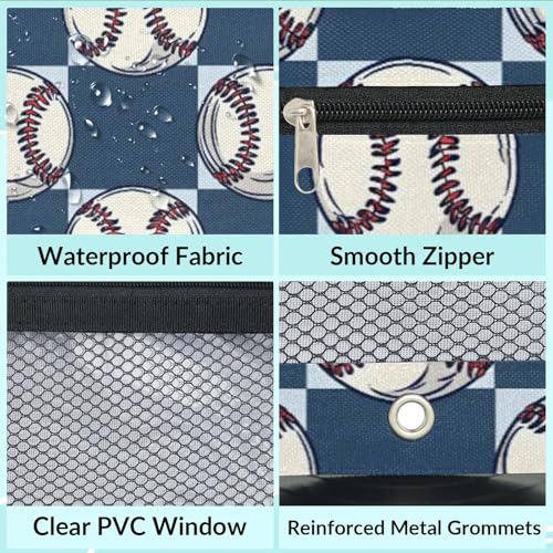 Sports Baseball Pencil Pouch for 3 Ring Binder Balls Pencil Case Bag with Clear Window Zipper Pockets for Kids Girls Boys Students School College Supplies 2 Pack