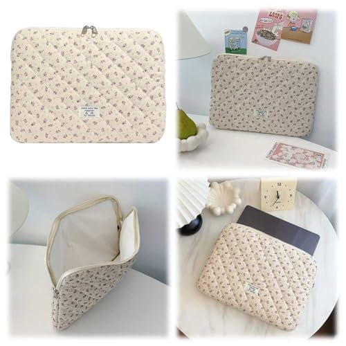 Cute Laptop Sleeve 13-15 inch Laptop Case Aesthetic Quilted Laptop Sleeve Computer Bag with Flower Printing for MacBook (Purple, 13inch) - color: Purple, size: 13inch