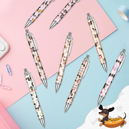 Dachshund Ballpoint Pens Gifts - 24 Pcs Retractable Black Ink Ball Point Pen 1.00 mm Cute Funny Office Supplies for Work School Fancy Gift for Women Men Teacher Students Dog Lover Christmas - style: Dachshund