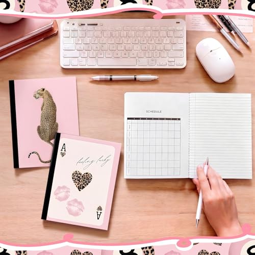 Resurhang 3 Pack Cheetah Leopard Print Notebook Preppy Pink Leopard Composition Notebook for Girl Cheetah Y2k Back to School Gift for Girls Pink School Office Supplies 7.5 x 9.75 Inch