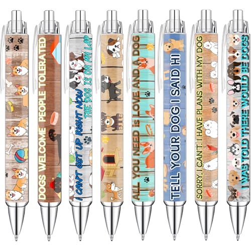 Idealmuzik Dog Pens for Dog Lovers – Cute Ballpoint Pen Set for Kids, Teens, and Adults – Fun Stationery Gift for Journaling, Writing, or School – Thanksgiving Christmas New Year Gifts, 8 Pack - style: Dog