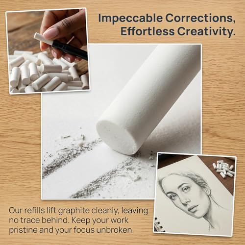50pcs White Refill Erasers for Mechanical Pencil, Universal Traceless Eraser Replacement, Propelling Pencils Refills Supplies Accessories for Notebooks Sketching Papers