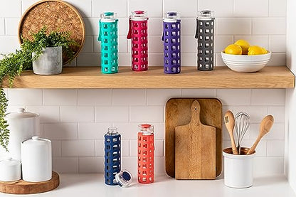 Ello Syndicate 20oz Reusable Glass Water Bottle with One-Touch Leak Proof Flip Lid and Protective Non-Slip Silicone Sleeve and Carry Loop for Coffee, Tea and Water, BPA-free, Dishwasher Safe, Mint - color: Mint