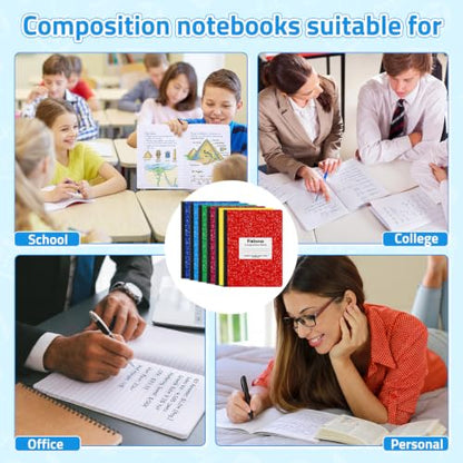 Fainne 50 Pack B5 Composition Notebooks Bulk Wide Ruled 100 Pages Composition Book 7.5 x 9.8 Inch Marble Cover Journal Notebooks for College Office Back to School Supplies(Multicolor) - color: Multicolor
