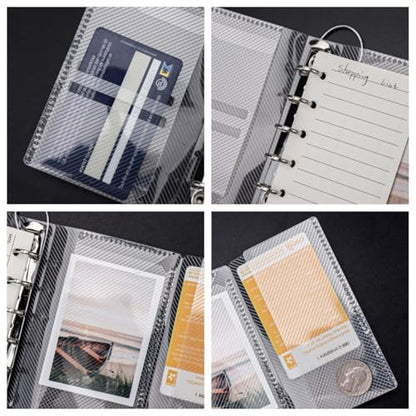 AxeWoodz Clear A8 Binder PP Trifold Binder 5 Rings Loose Leaf Binder Notebook with 120 Sheets A8 Refill Paper (Vertical Lined&to Do List&Weekly Plan) - style: Vertical Lined&To Do List&Weekly Plan