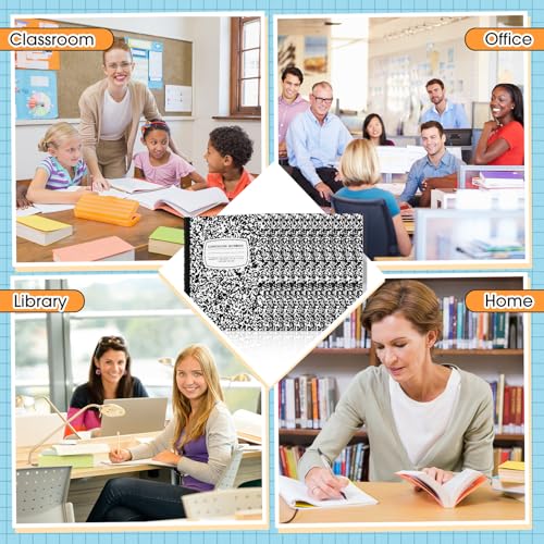 Fainne 60 Pack B5 Composition Notebooks Bulk 7.5 x 9.75'' College Ruled Composition Notebooks 50 Sheets (100 pages) Marble Covers Notebook for School Classroom Office Supplies(Black) - color: Black