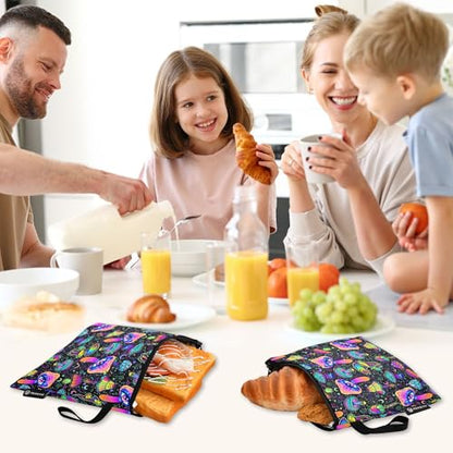 Reusable Food Storage Bags Magic Mushrooms 3 Pack Set Lunch Bag Compact Sandwich Snack Bag Small Medium Large for Lunch, Travel & Organization - color: Bag 25