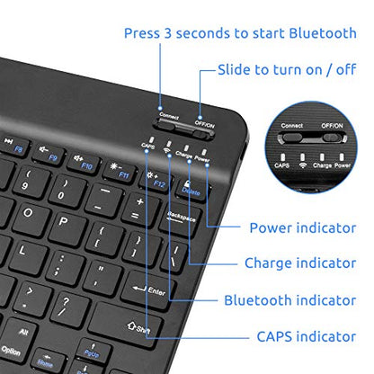 Wireless Keyboard for Tab S7/S8/S9/S10,Universal Slim Portable Bluetooth Keyboard Compatible with Tab S7/S8/S9/S10 with Built in Rechargeable Battery,Black - color: Black