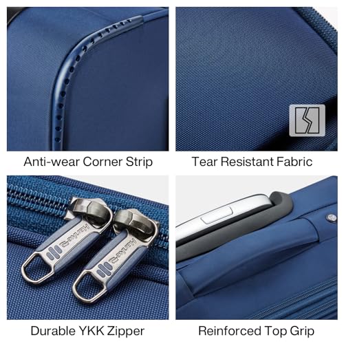Hanke Softside Expandable 20 Inch Carry On Luggage with Wheels Airline Approved, TSA Luggage Lightweight Rolling Suitcases for Travel Carry On Bag(Blue) - color: Blue, size: 20 Inch Carry on