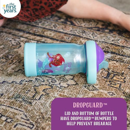 The First Years Disney Ariel Toddler Water Bottle - Spill Proof Disney Princess Water Bottles with Protective DropGuard - Dishwasher Safe - 12 Oz - Ages 2 Years and Up - style: The Little Mermaid
