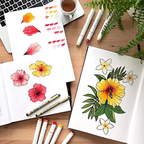 Ohuhu 8.3"x8.3" Marker Paper Pad Art Sketchbook for Drawing and Sketching | Square Sketch Book - 120 LB/200 GSM Smooth Drawing Paper - 78 Sheets/156 Pages - PU Hardcover Sketch Pad for Alcohol Markers - size: 8.3" x 8.3 "