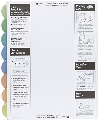 Avery Insertable Style Edge Plastic Dividers for 3 Ring Binders, 8-Tab Set, Multicolor, 1 Set (11201) (Pack of 3) - size: 3-Pack, style: Dividers
