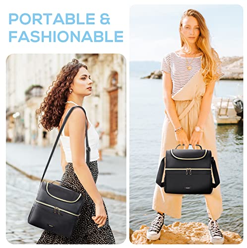 TOURIT Insulated Lunch Bag with Dual Compartment, Leakproof Cooler Tote for Work Office Picnic, Thermal Food Container Black - color: 01-Black