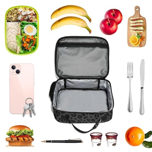 WOBAGMEN Leopard Lunch Box for Kids, Cute Insulated Lunch Bag for Boys Girls,Waterproof Lunch Box with Water Bottle Holder for Teens Adults Picnic Travel Back to School (Black Leopard) - color: Black Leopard