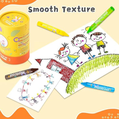 montcool 2 Pack Jumbo Crayons Set (32 Pieces, 16 Colors), Washable Non Toxic Easy to Hold Large Crayons - color: 16 Colors
