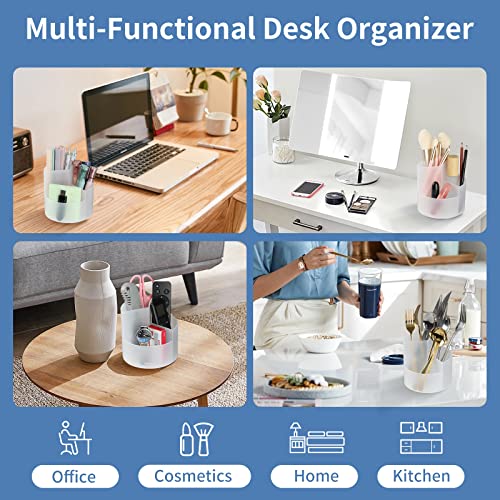Desk Pencil Pen Holder, 3 Slots 360-Degree Spinning Organizers, Desktop Storage Stationery Supplies, Cute Cup Pot for Office, School, Art Supply, Kids - Clear - color: Clear