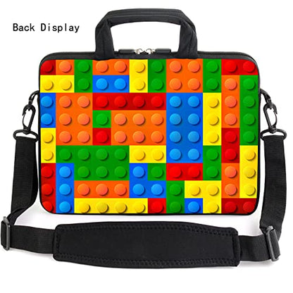 AMARY 13" 13.3" laptop sleeve chromebook case adjustable shoulder strap with handle accessory pocket (Puzzle) - color: Puzzle