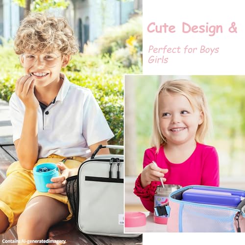 CaCTOUR Lunch Box Kids,Premium Insulated Lunch Bag for Girls Boys,Soft Bag Mini Cooler Back to School Thermal Reusable Lunch Bag for Work School Picnic (Gray) - color: B-Gray