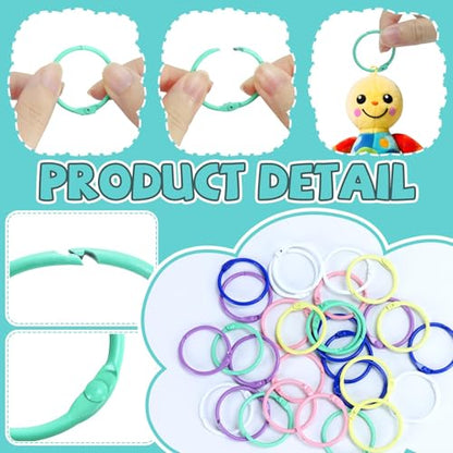 Bercoor 30 PCS Binder Rings 1 1/5 Inch Metal Book Rings for Index Cards Flashcards Rings, Small Loose Leaf Binder Rings Key Rings Notebook Paper Rings for School Office Home, 6 Colors