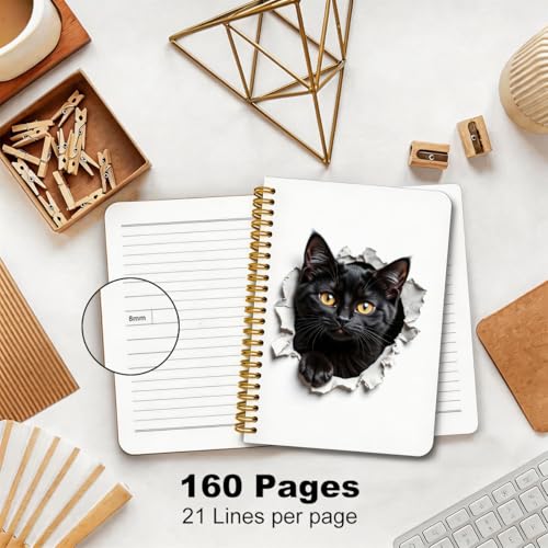 2 Pcs Cute Cat Spiral Notebook, Funny Cats Gift College Ruled Spiral Notebook, Multi Subject Notebooks, 160 Ruled Pages Hardcover Journals for Writing Travel Office, Cat Lover Gifts for Women - color: Multicolour 0002