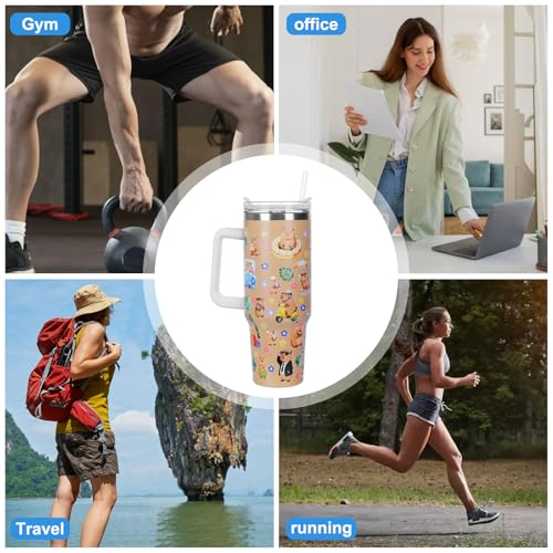 Capybara Water Bottle with Straw and Handle - 1200ml/40OZ Large Sport Water Flask,Stainless Steel Capybara Water Cup Insulated and Cold-keeping,Capybara Stuff Gifts for Boys Girls Kawaii Water Bottles - size: 40.6 Ounces