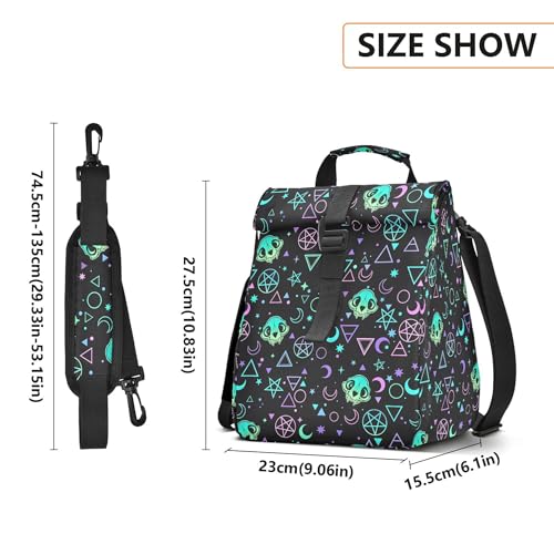 MNSRUU Insulated Lunch Bags Women Men, Magic Skulls Portable Reusable Thermal Meal Tote Cooler Bag Organizer, Adjustable Shoulder Strap, Handle - color: Skulls 192
