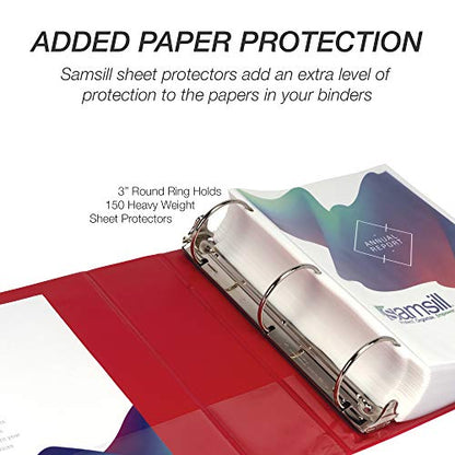 Samsill 3 Inch 3 Ring Binder, Economy Round Ring, Clear View Cover, 550 Sheet Capacity - for School, Home, Office - Ruby Red - color: Red, size: 1-Pack, style: 3-Inch