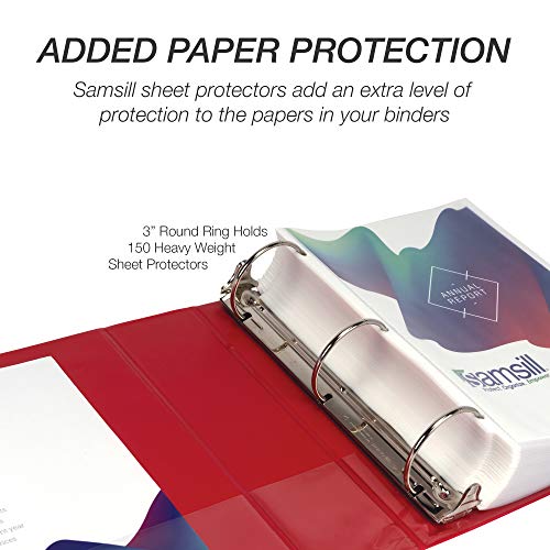 Samsill 3 Inch 3 Ring Binder, Economy Round Ring, Clear View Cover, 550 Sheet Capacity - for School, Home, Office - Ruby Red - color: Red, size: 1-Pack, style: 3-Inch