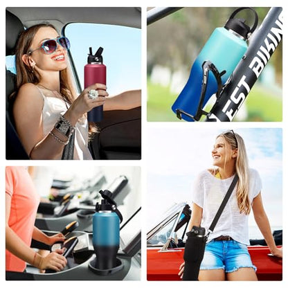 40 OZ Stainless-steel Insulated Water Bottles - Cold 48H & Hot 24H, Leak-Proof Metal Water Flask with Sleeve, Protective Boot, BPA Free Vacuum Insulated 40oz Water Bottle Fits In Cup Holder - color: Black, size: 40 Ounces