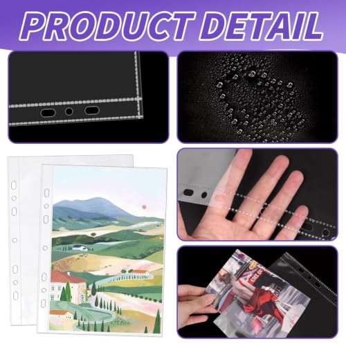 VOKOY 200 Pack 5.5x8.5 Inch Sheet Protectors for 3 or 6 Ring A5 Binder, Half Letter Size 7 Holes Mini Heavy-Duty Sheet Protector Sleeves Crystal Clear Playbill Binder Pockets - size: 5.5x8.5 Inch-1 Pocket, style: 200 Pack
