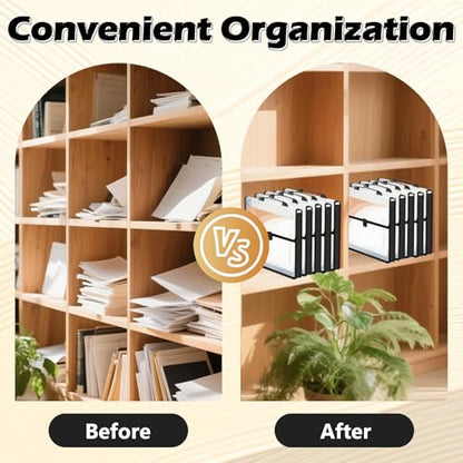 3 Pieces A3 11 x 17 inch Expandable File Folder with Handle Expandable Folders for Documents Snap Closure Black Horizontal Large Clear Organizer Storage for Plots Charts
