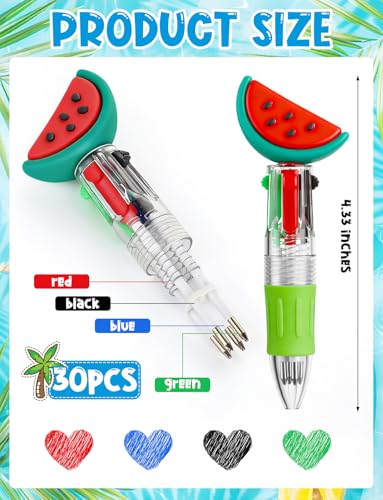 30Pcs Summer Hawaiian Mini Multicolor Ballpoint Pens 4-in-1 | Retractable Pen Bulk for Birthday Party Classroom Student Prizes Teacher Rewards - style: MiniHawaiianBallpointPens30Pcs