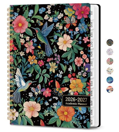 Planner 2026-2027, Academic Planner Weekly and Monthly, Jul 2026 - Jun 2027, Spiral Bound School Planning Tool with Tabs and Pocket, Perfect for Students & Teacher, 6.3" x 8.5", Hummingbird - color: G-Hummingbird, size: 6.3"x8.5" (A5)