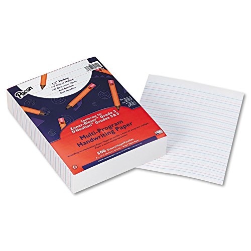 Pacon 2422 Multi-Program Handwriting Paper, 1/2-Inch Short Rule, 10-1/2 x 8, White, 500 Shts/Pk - size: 8 x 10.5 inches, style: 8" Grades 2 & 3