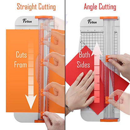 Firbon A4 Paper Cutter, 12 Inch Paper Trimmer with Extened Ruler, White | 12 Sheet Capacity | CM & Inch Scale | Spring-Loaded Safe Blade | Cuts Cardstock, Vinyl, Coupons, Labels & Scrapbooking Crafts - color: White